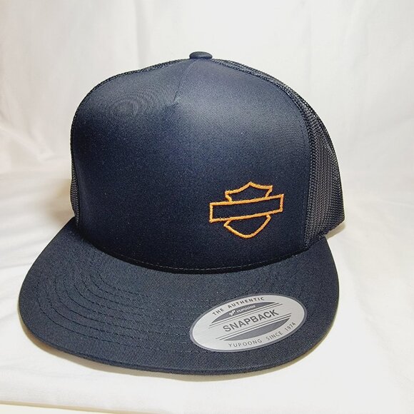 Bar and Shield Harley Motorcycle Flat Bill Snapback Direct Embroidered… - Picture 3 of 5